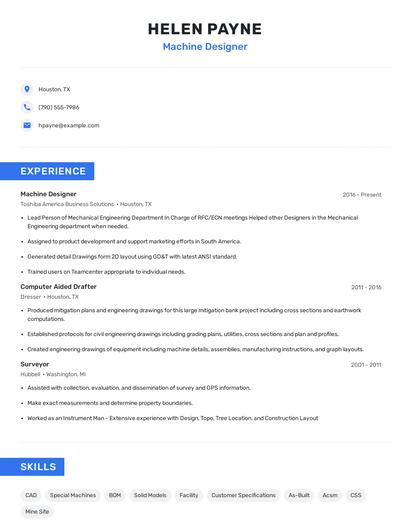 Machine Designer Resume