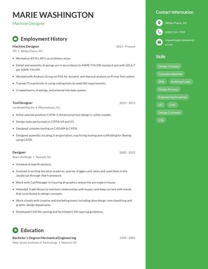 Machine Designer Resume