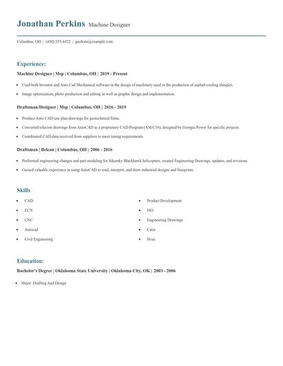 Machine Designer Resume