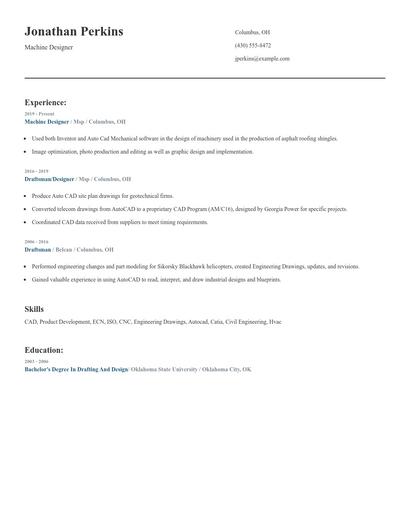 Machine Designer Resume