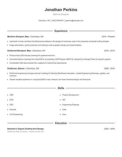 Machine Designer Resume