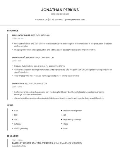Machine Designer Resume