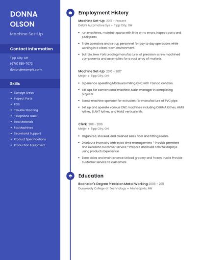Machine Set-Up Resume