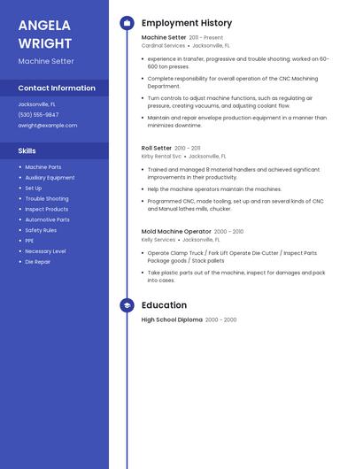 Machine Setter Resume