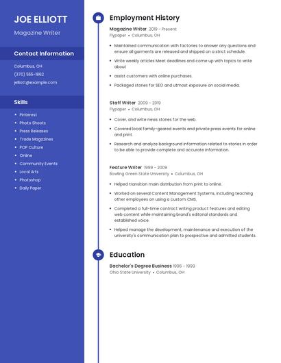 Magazine Writer Resume