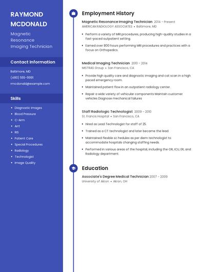 Magnetic Resonance Imaging Technician Resume