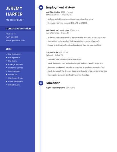 Mail Distributor Resume