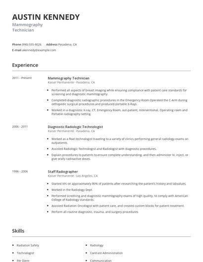 Mammography Technician Resume