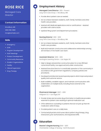 Managed Care Director Resume