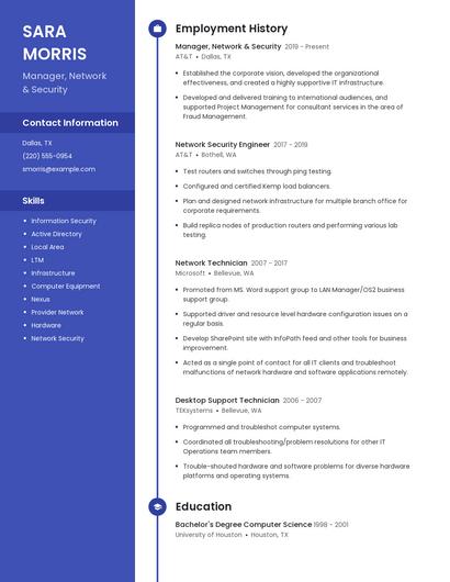 Manager, Network & Security Resume