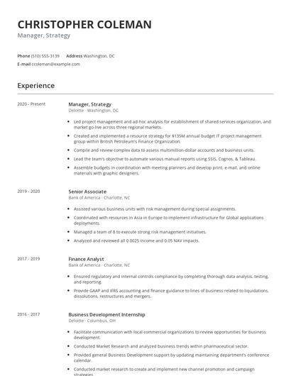 Manager, Strategy Resume