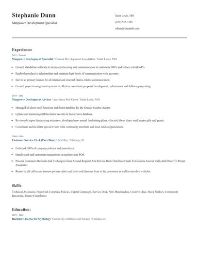 Manpower Development Specialist Resume