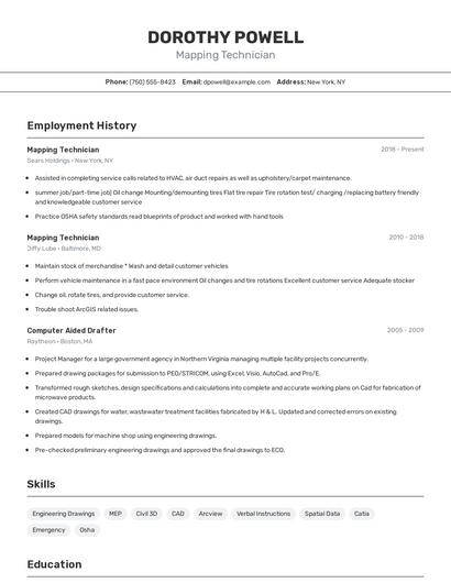 Mapping Technician Resume