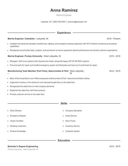 Marine Engineer Resume