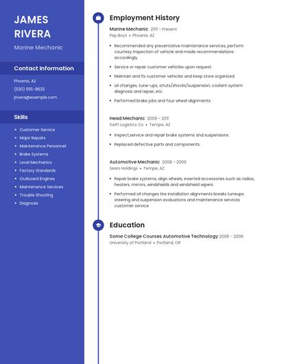 Marine Mechanic Resume