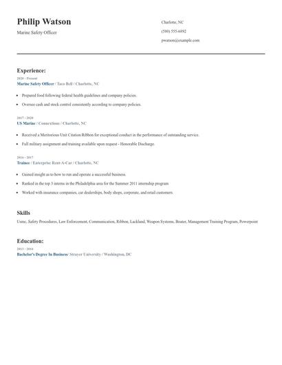 Marine Safety Officer Resume