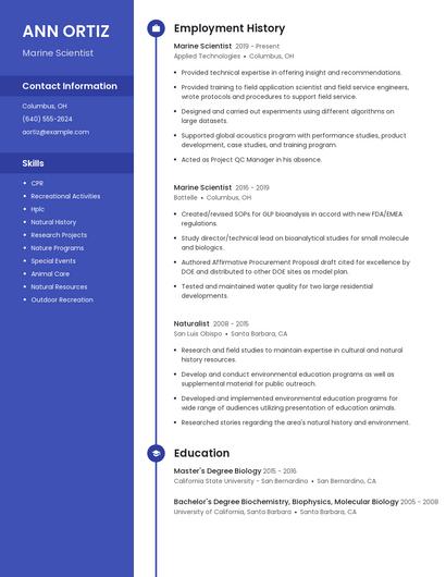 Marine Scientist Resume