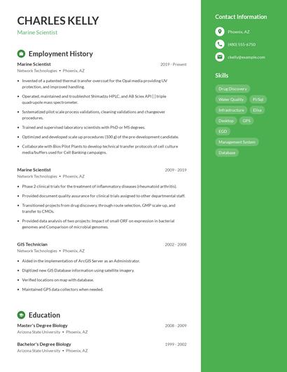 Marine Scientist Resume