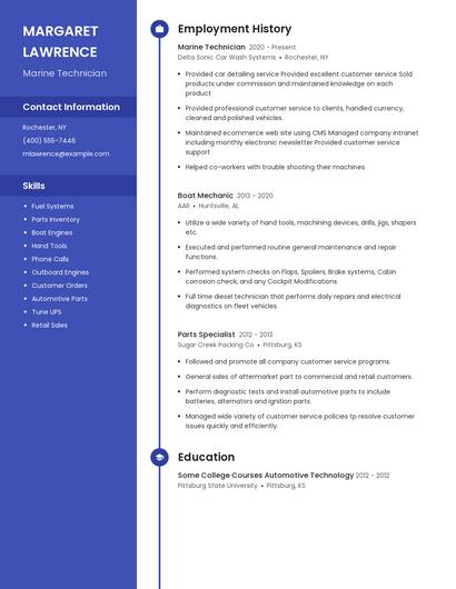 Marine Technician Resume