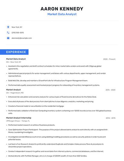 Market Data Analyst Resume