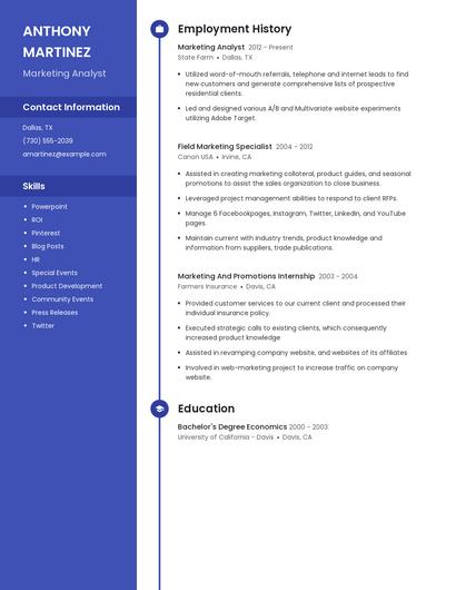 Marketing Analyst Resume