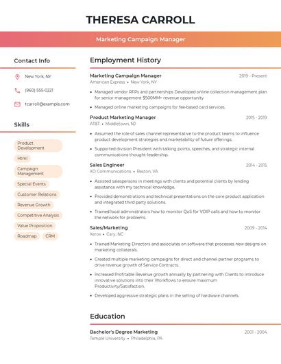 Marketing Campaign Manager Resume