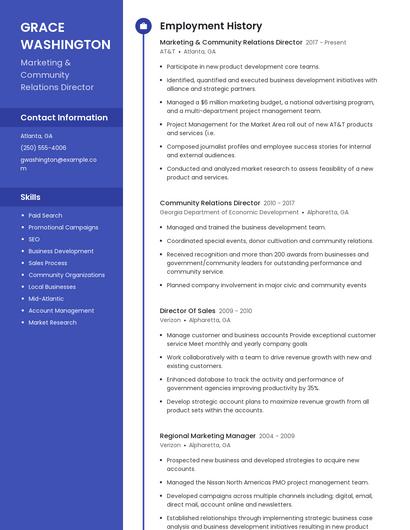 Marketing & Community Relations Director Resume