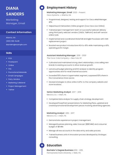 Marketing Manager, Email Resume