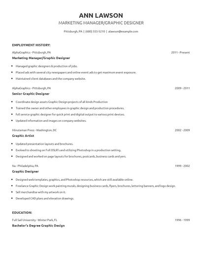 Marketing Manager/Graphic Designer Resume