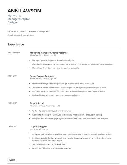 Marketing Manager/Graphic Designer Resume