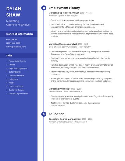 Marketing Operations Analyst Resume