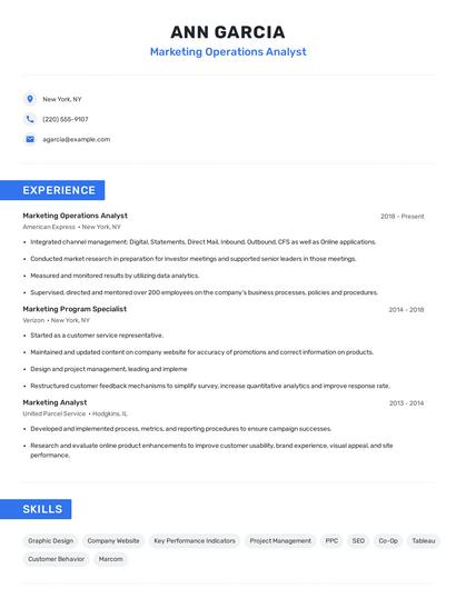 Marketing Operations Analyst Resume