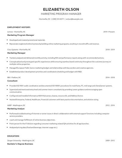 Marketing Program Manager Resume