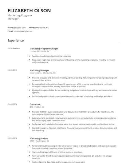 Marketing Program Manager Resume