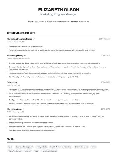Marketing Program Manager Resume
