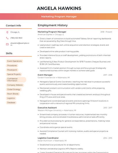 Marketing Program Manager Resume