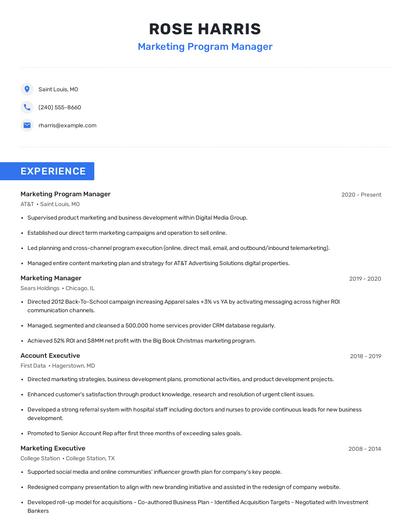 Marketing Program Manager Resume