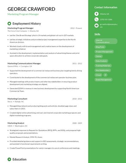 Marketing Program Manager Resume
