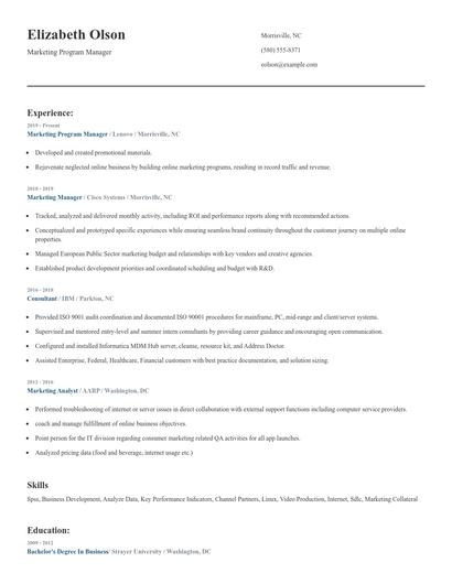 Marketing Program Manager Resume