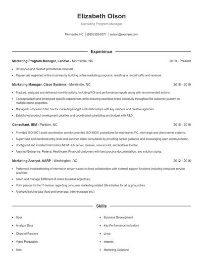 Marketing Program Manager Resume
