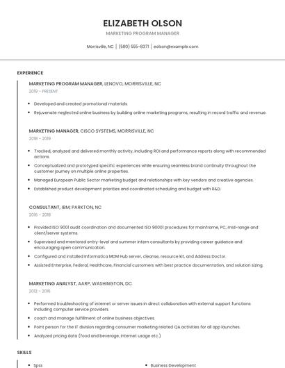 Marketing Program Manager Resume