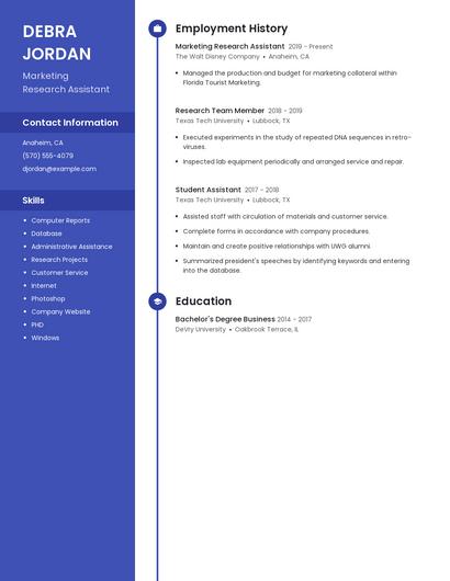 Marketing Research Assistant Resume