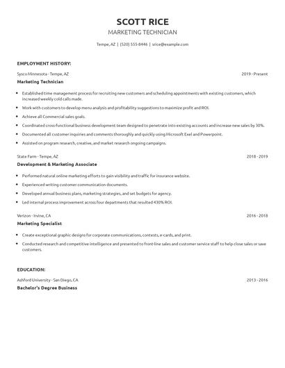 Marketing Technician Resume