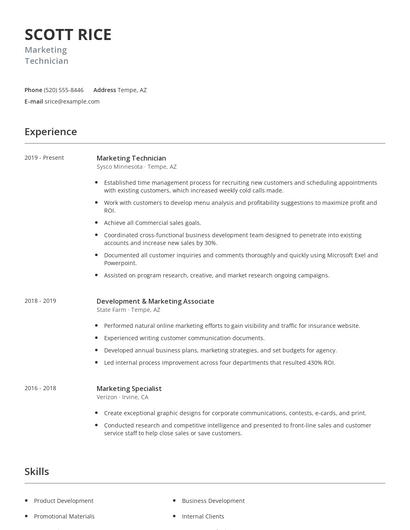 Marketing Technician Resume