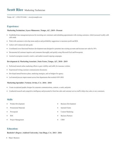 Marketing Technician Resume
