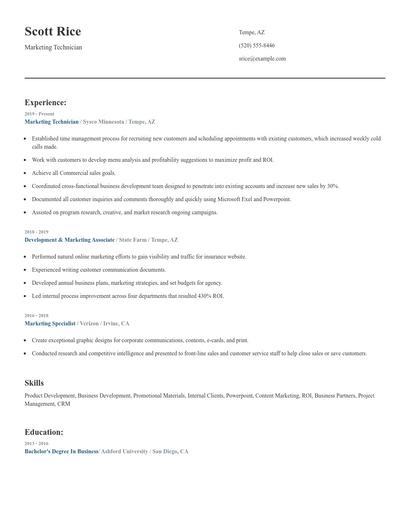Marketing Technician Resume