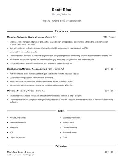 Marketing Technician Resume