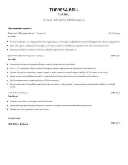 Marshal Resume