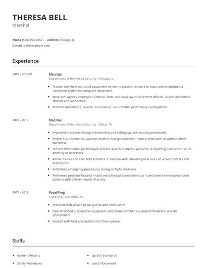 Marshal Resume