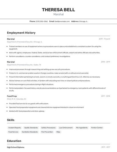 Marshal Resume